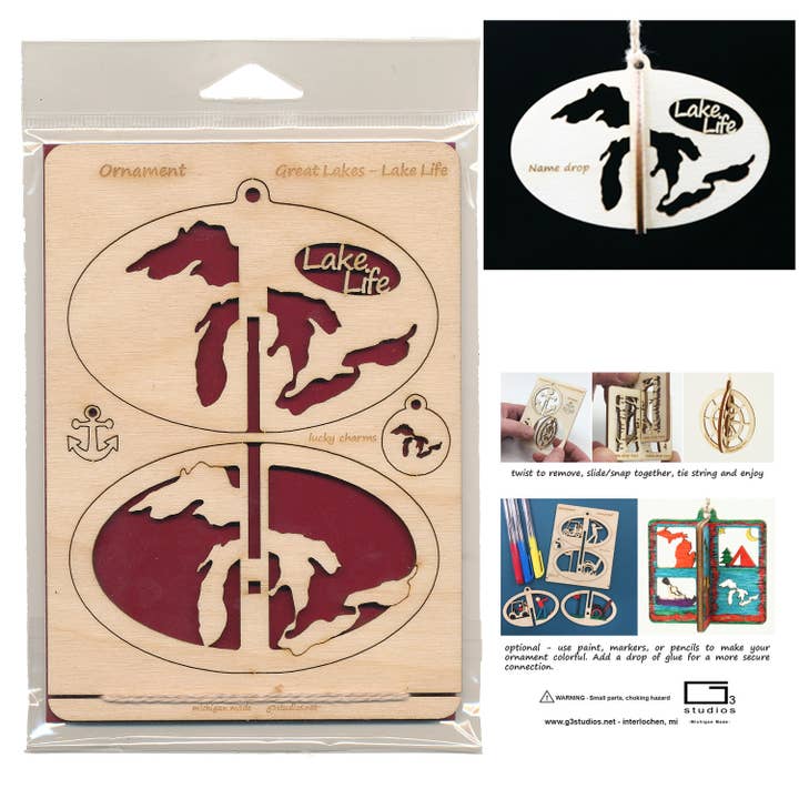 Large 3D Ornament Card - Great Lakes - Lake Life for wholesale by G3 Studios