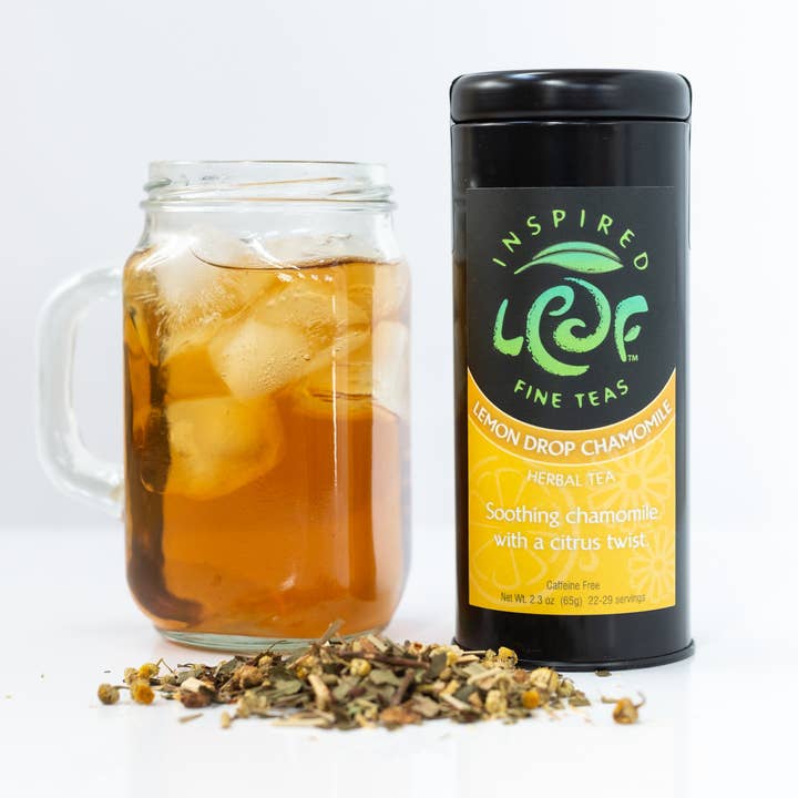 Lemon Drop Chamomile Loose Tin. Relaxation/sleep. for wholesale by Inspired Leaf Teas