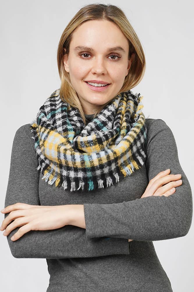 Hana - Wholesale Scarf - Women's - Plaid Pattern Infinity Scarf0