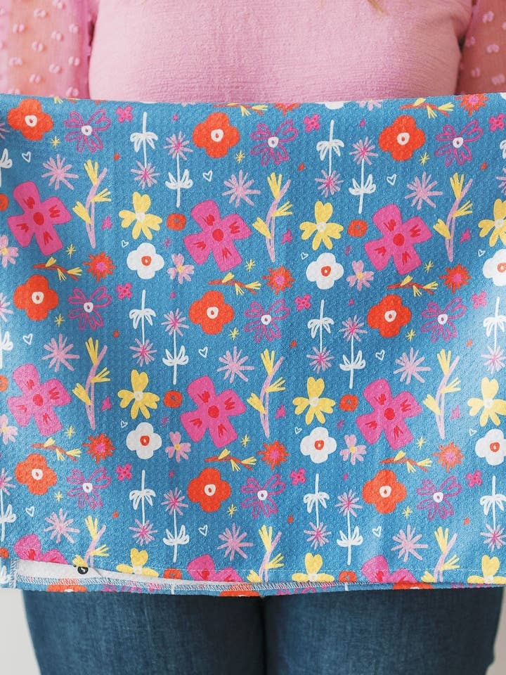 Happy Flowers Waffle Towel for wholesale by Doe A Deer