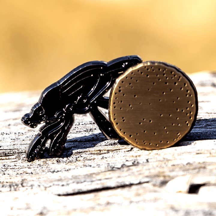 Nocturnal Dung Beetle Rolling Enamel Pin for wholesale by The Roving House