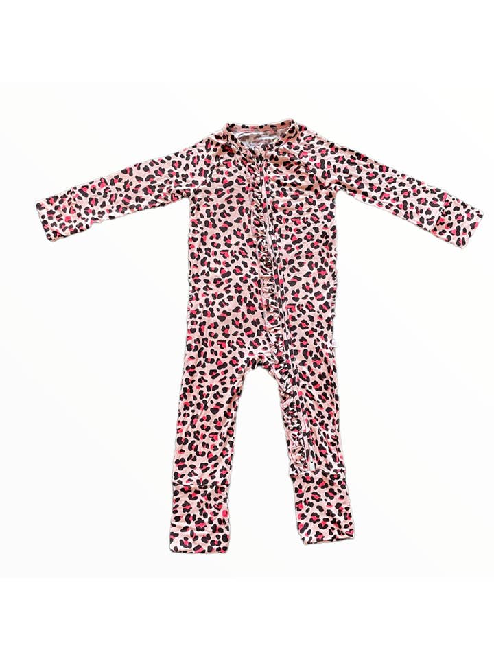 Snugabutter LLC - Vendita all'ingrosso Tutina - Neonati - Pagliaccetto/footie convertibile con volant leopardato BRIELLA ROSE