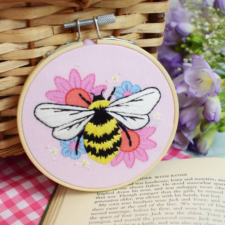 'Midsummer Bee' embroidery craft kit for wholesale by The Make Arcade