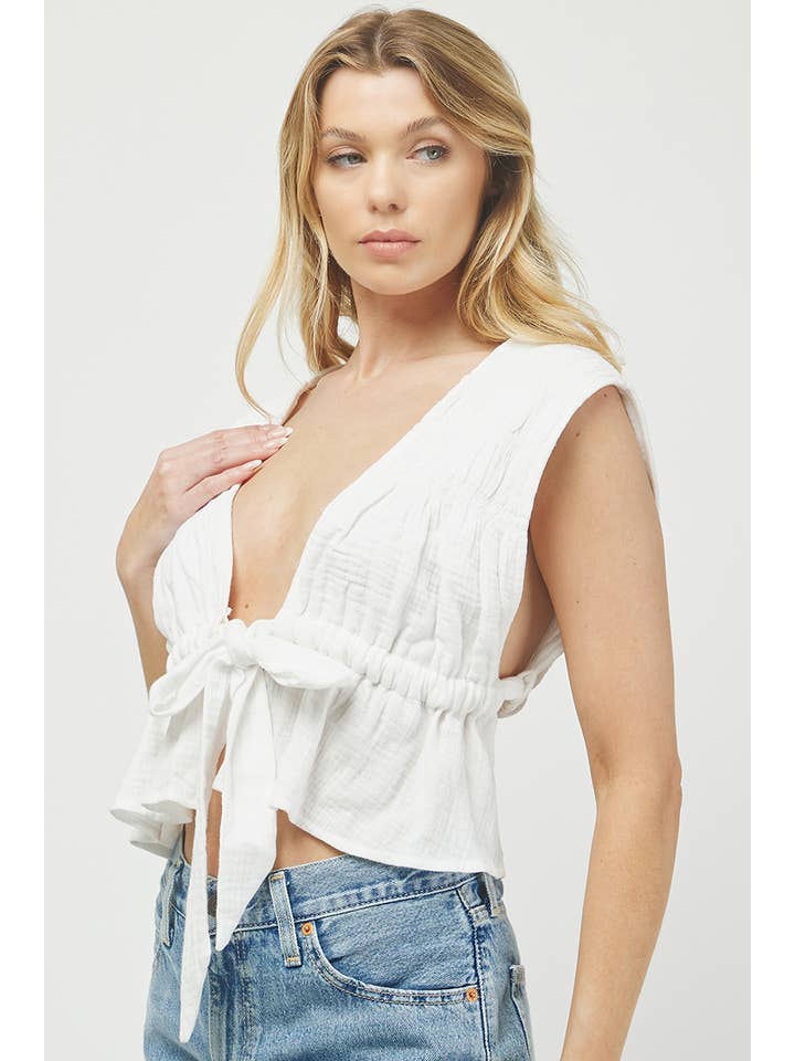 Needii - Wholesale Blouse - Women's - 331NT SLEEVELESS TOP WITH WAIST TIE
