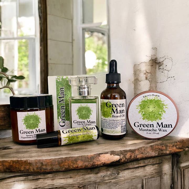 Raven’s Hearth – wholesale Beard styling product – Green Man Beard Oil | Spruce & Musk | Hydrating | Dad Gift2