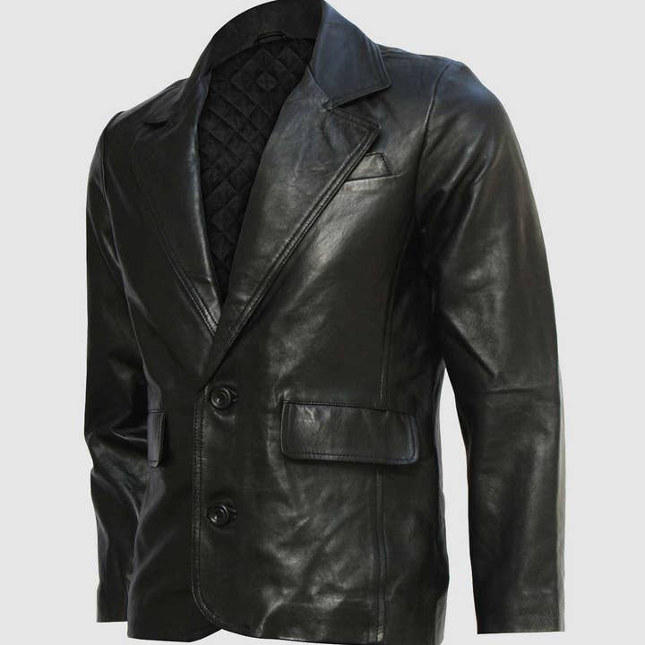 Klassischer schwarzer Ledermantel für den Großhandel von The Royale Leather