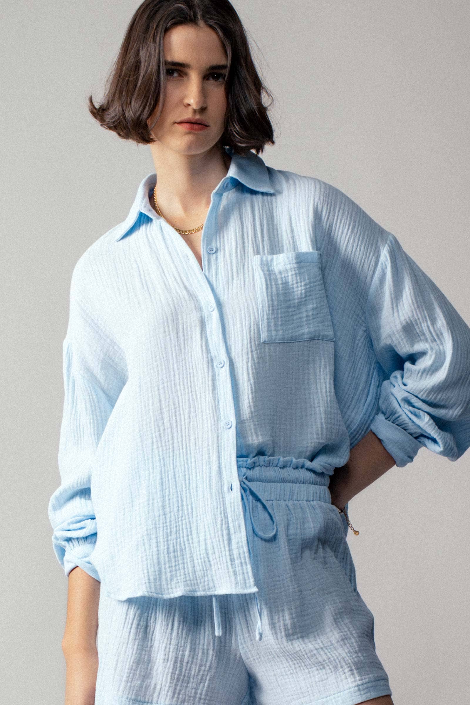 Urban Daizy - Wholesale Lounge Set - Women's - Crinkle Cotton Gauze Resort Button-Up Set18