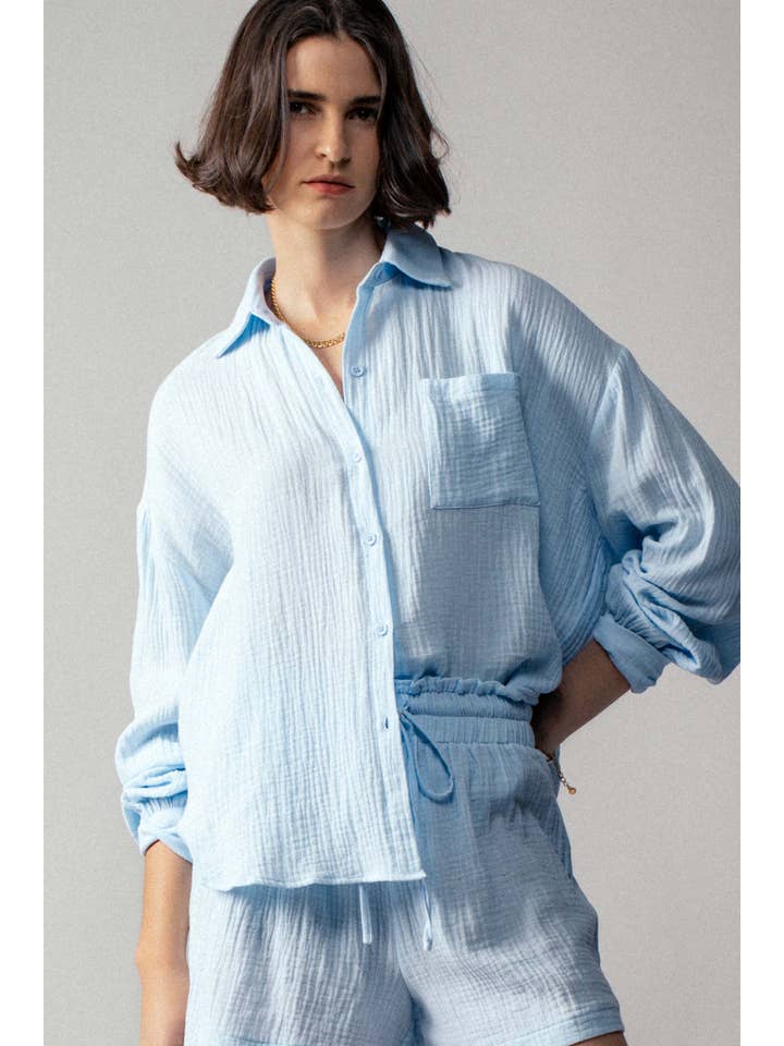 Urban Daizy - Wholesale Lounge Set - Women's - Crinkle Cotton Gauze Resort Button-Up Set18