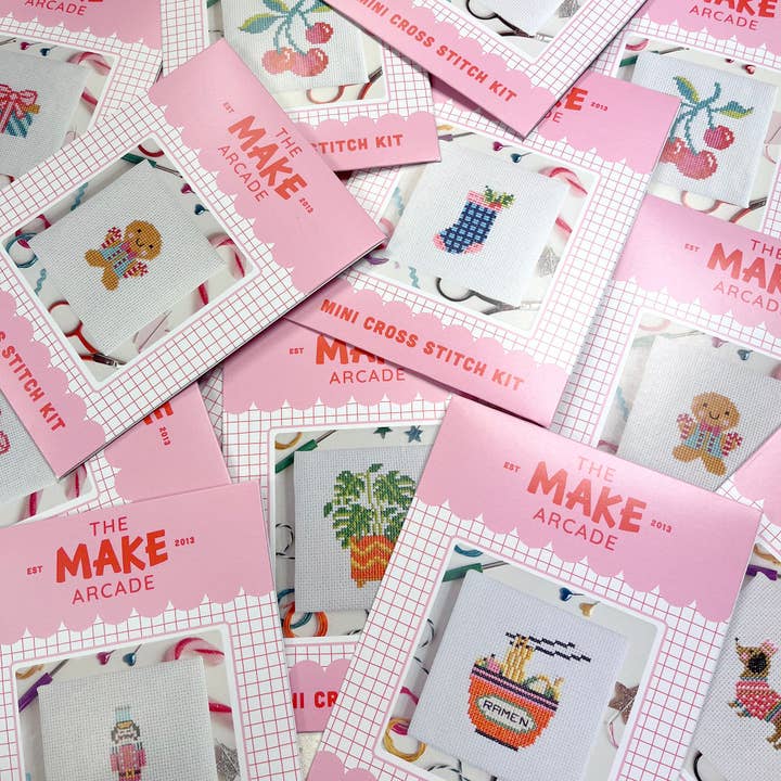 The Make Arcade - Wholesale DIY Craft Kit - 'Sardines' Mini Cross Stitch Kit1