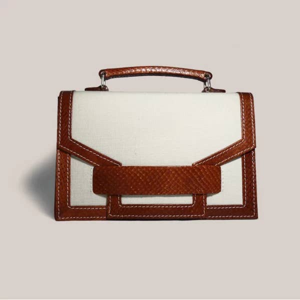 Rosso Borsa a portafoglio in pelle e lino rosso salmone in vendita all'ingrosso su Faire