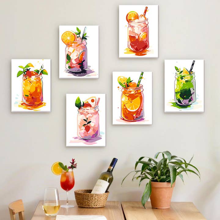 Conjunto de 6 Kits de Pintura por Números Mini Misturadores de Frascos Mason por atacado de Paint Your Numbers