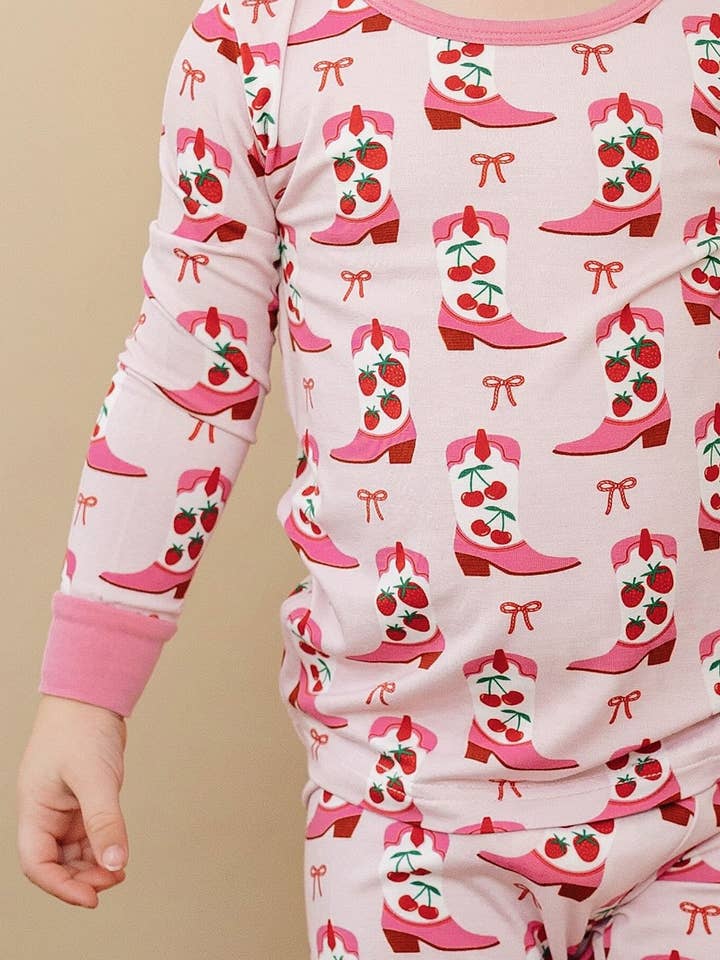 Bamboo Two Piece Set | Bootsberry Cowgirl for wholesale by Lucky Panda Kids