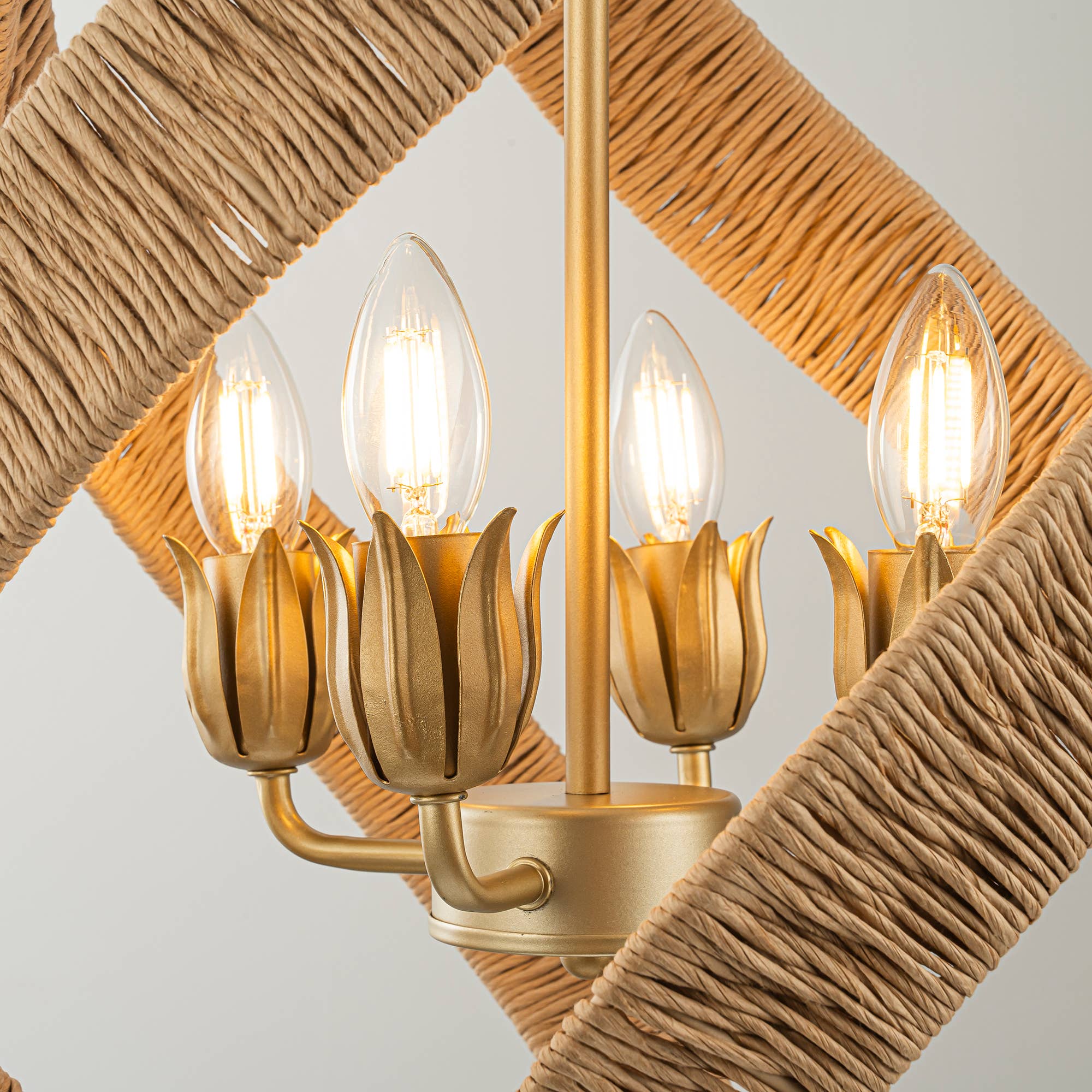 ELE Light & Decor - Wholesale Chandelier/Hanging Light - Elin 4-Light Contemporary Rattan Chandelier8