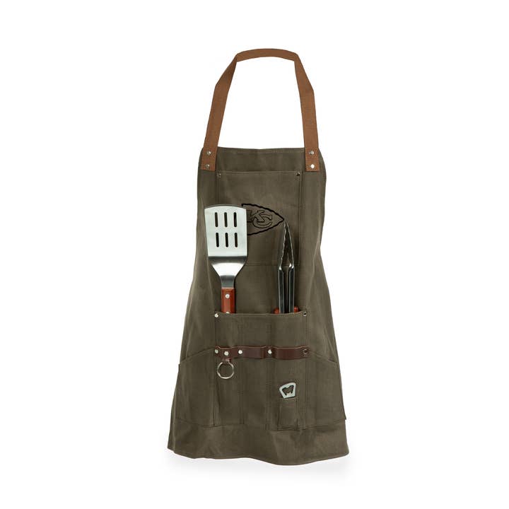 Kansas City Chiefs BBQ Apron with Tools & Bottle Opener for wholesale by Picnic Time Family of Brands