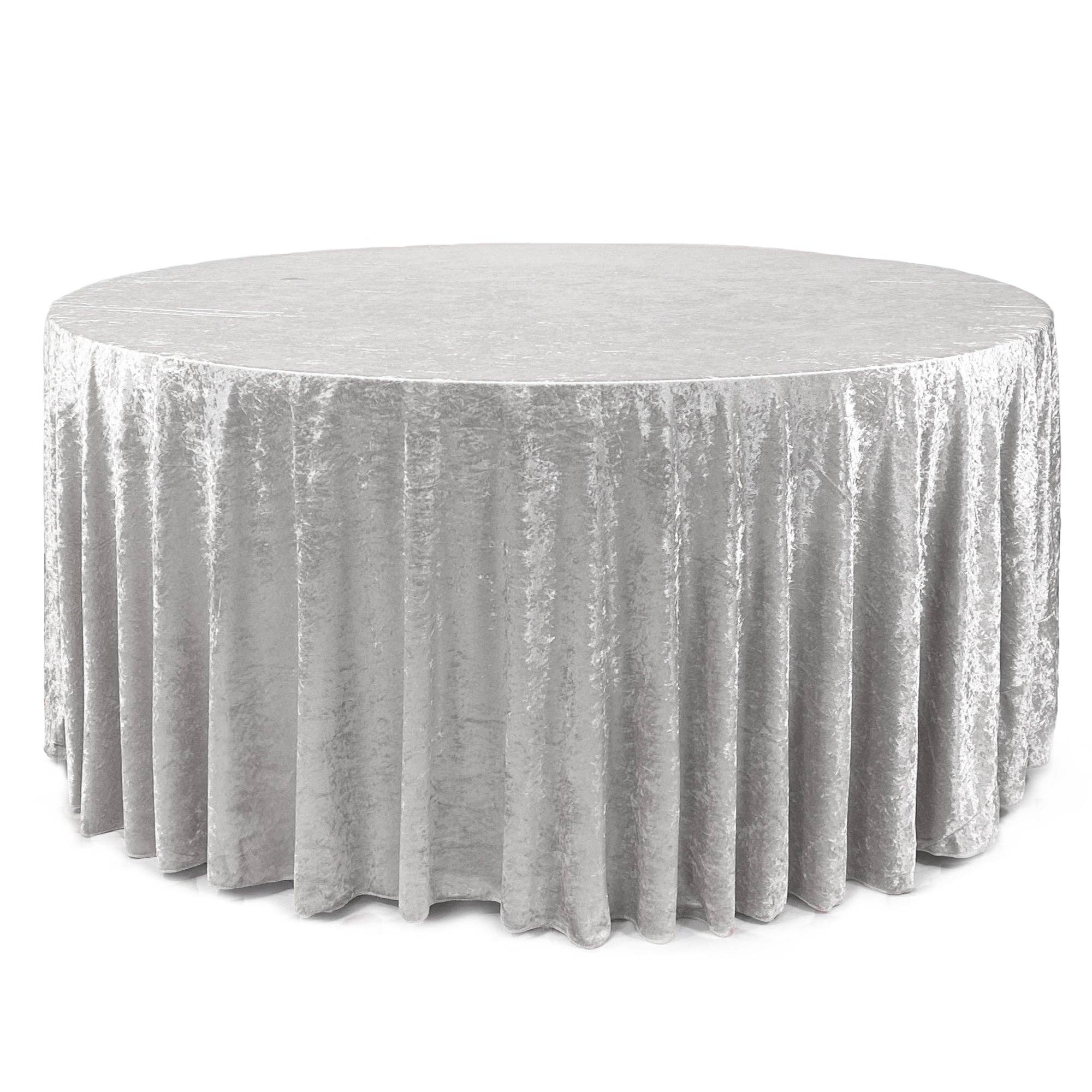 YOUR CHAIR COVERS - Wholesale Tablecloth - 132 Inch Round Crushed Velvet Tablecloth White0