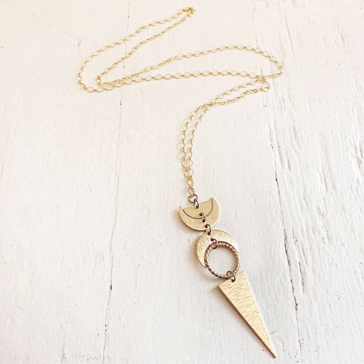 Peacock & Lime - Wholesale Pendant/Charm Necklace - moon phases // half moon, waxing, waning crescent moons, new7