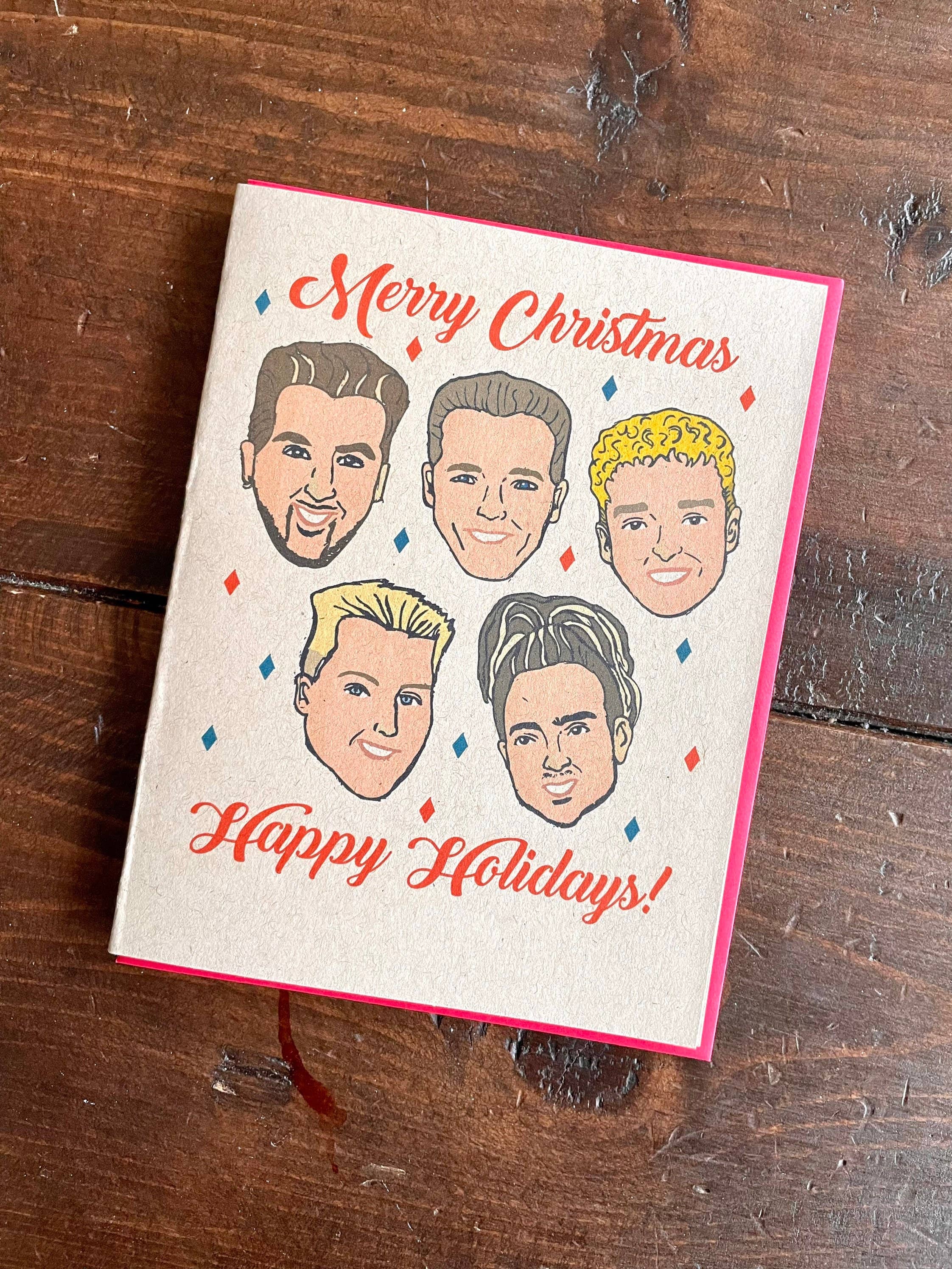 Papermain - Venta al por mayor Tarjetas de Navidad - Tarjeta de Navidad NSYNC, tarjeta de banda de chicos, tarjeta pop de los 90, fiesta de los 901