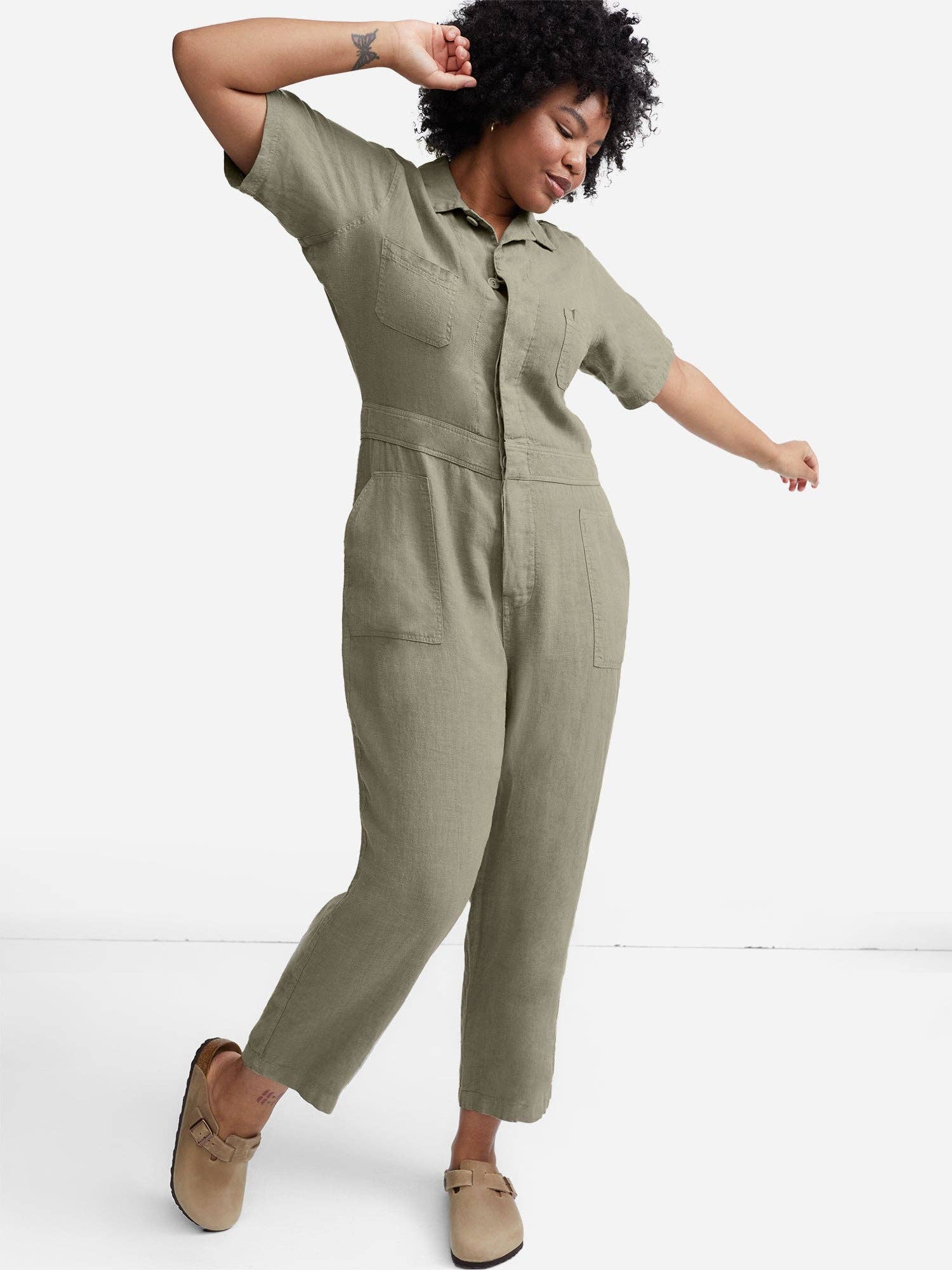 Linen Short Sleeve Jumpsuit – MATE the Label