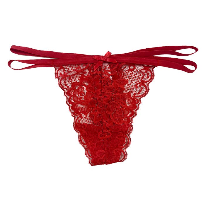 Lace Thong with Elastic Straps, XS- 2X for wholesale by Teri Lingerie's Love Libby Panties