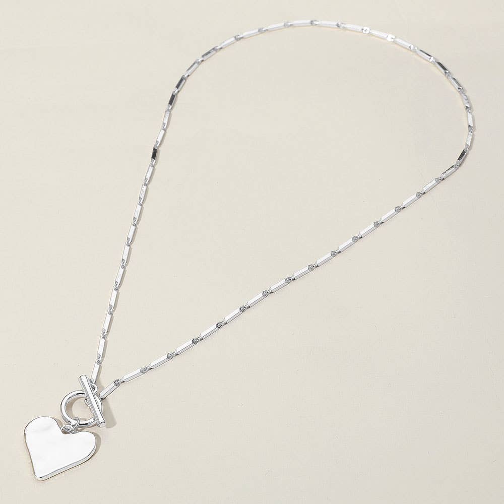 Sensibling Corp. - Wholesale Pendant/Charm Necklace - Hammered Metal Heart Pendant Toggle Necklace5