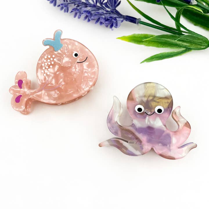 Octopus & Whale Ocean Animal Acrylic Hair Claw Clip for wholesale by mildstyles