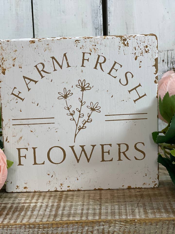 Farm Fresh Flowers wood sign for wholesale by A Gnome on the Roam