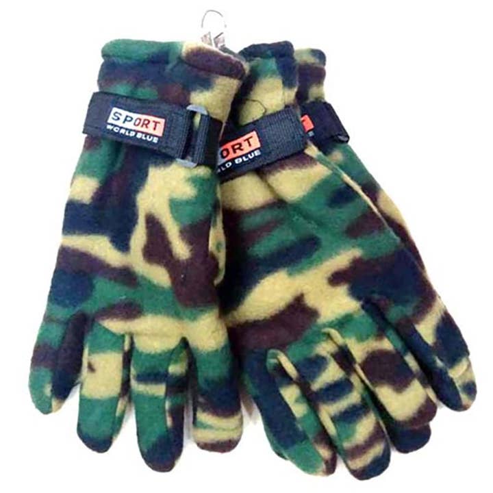 Fleece Camo Winter Gloves for wholesale by Deluxe Import Trading