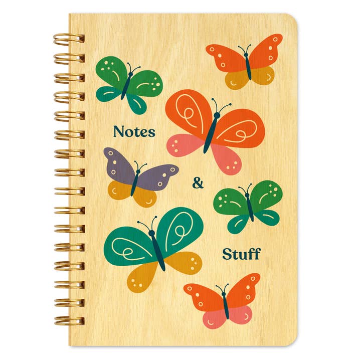 Night Owl Paper Goods – wholesale Anteckningsbok – Butterfly Notes Trä anteckningsbok