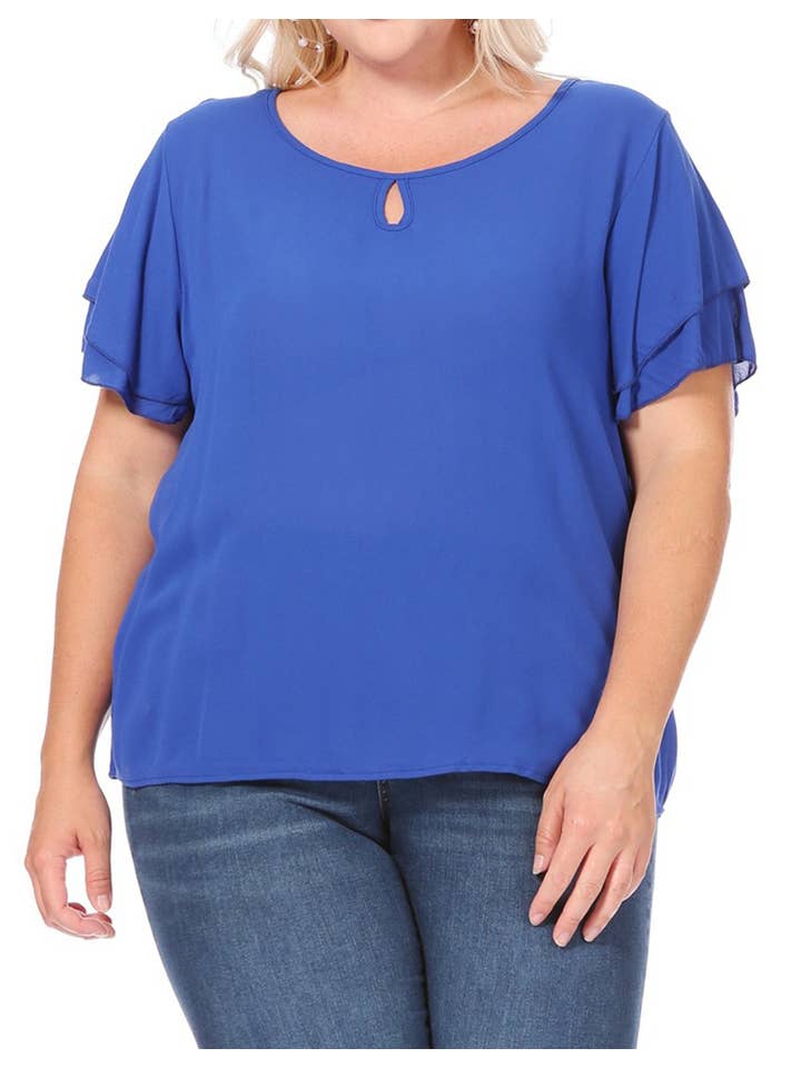 MOA COLLECTION - Wholesale Blouse - Women's - Women's Plus Size Short Sleeve Round Neck Blouse Top16