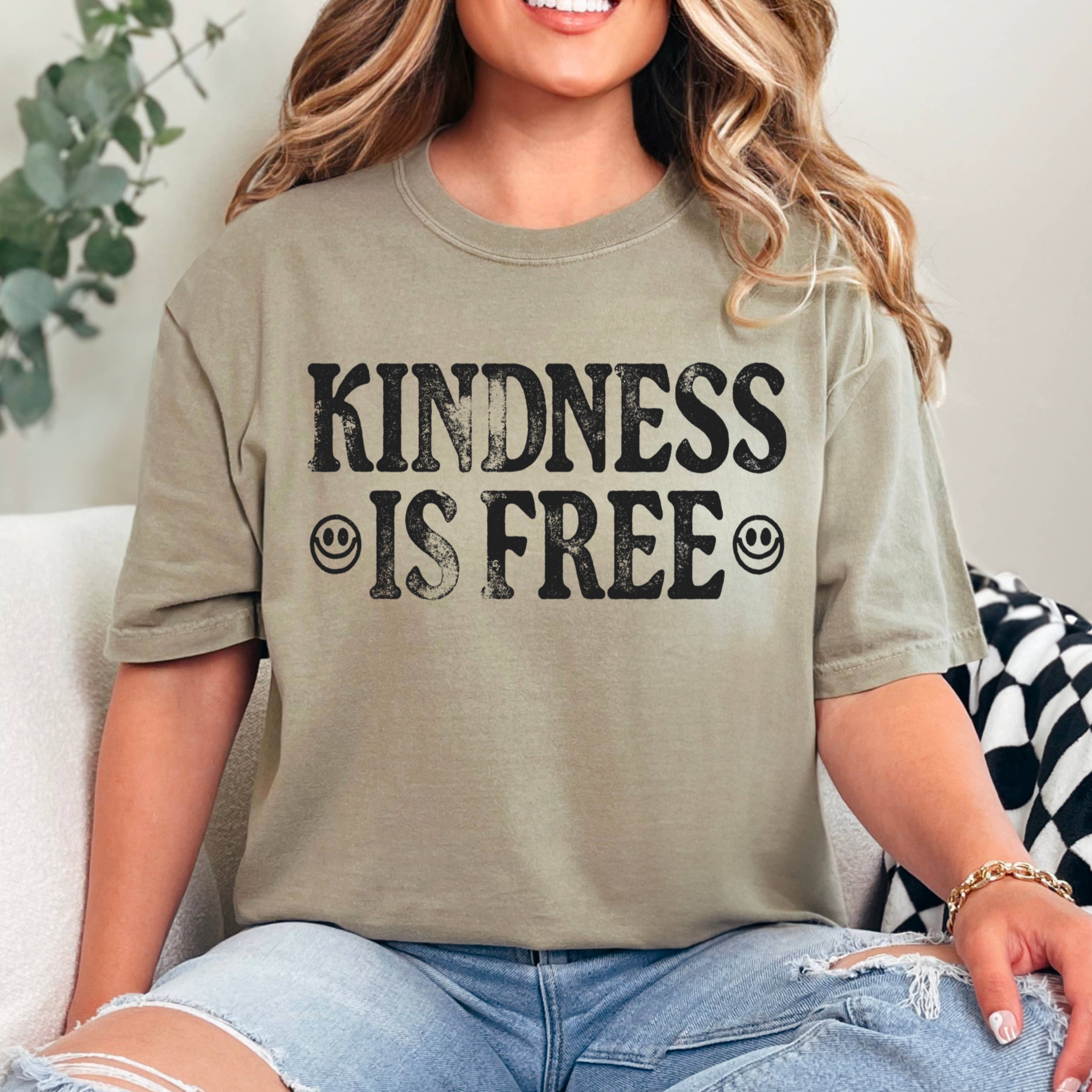 Shoppe SHC - Wholesale Screen Printed T-Shirt - Women's - Kindness Is Free Comfort Color Screen Print Graphic Tee1
