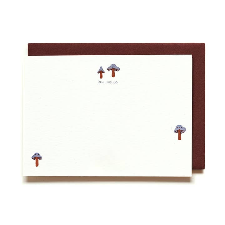 Mushroom | Letterpress Notecard Set of 9 for wholesale by Homework Letterpress Studio