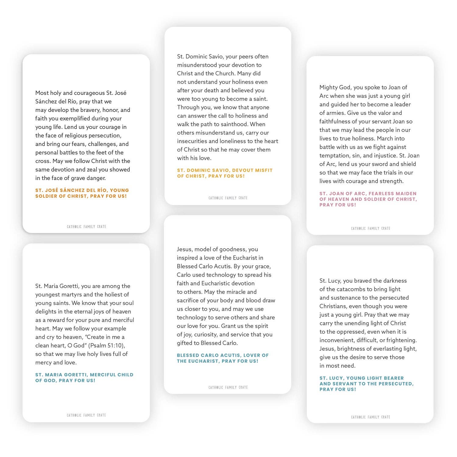 Catholic Family Crate® - Wholesale Religious Card - Young Saints Holy Cards Pack2