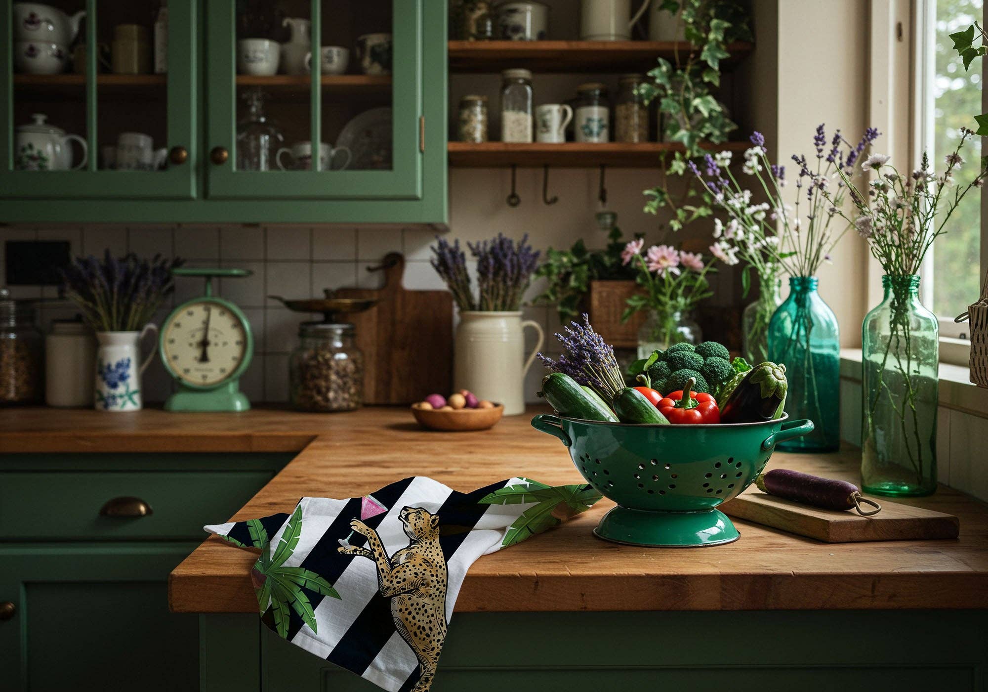 Queen K - Wholesale Tea towel - Cocktail Cheetah Black & White Striped 100% Linen Tea Towel5