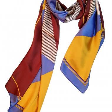 Seabright Seidenschal Satin Georgia (Gelb/Blau) for wholesale by Seabright