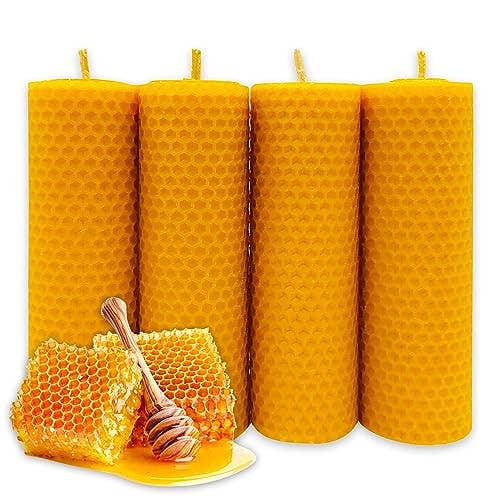 Infinite Essence S.L. - Wholesale Pillar Candle - Honey Candle Pack of 4 15 x 4.5 cm