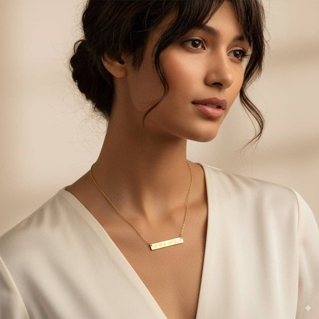 Lat & Lo - Wholesale Pendant/Charm Necklace - Coordinates Bar Necklace4
