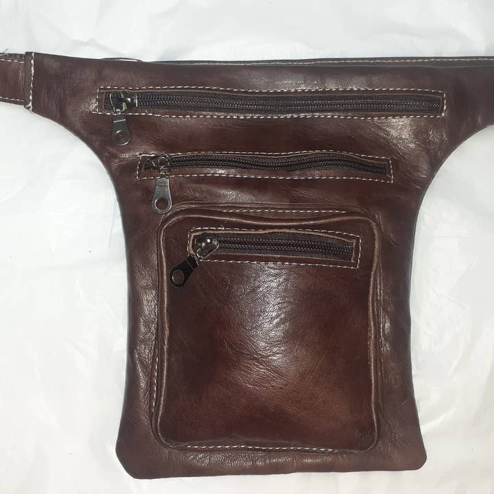 L flat waist bag with 3 zippers for wholesale by Hecho a mano