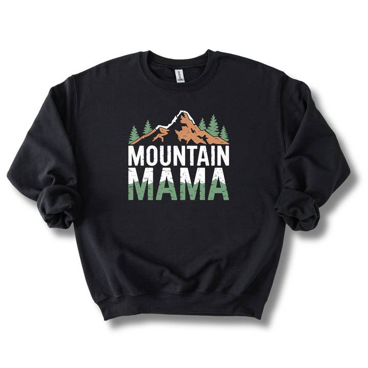 Mountain Mama Comfy Crew Sweatshirt voor wholesale door Fuzzy Loon Designs