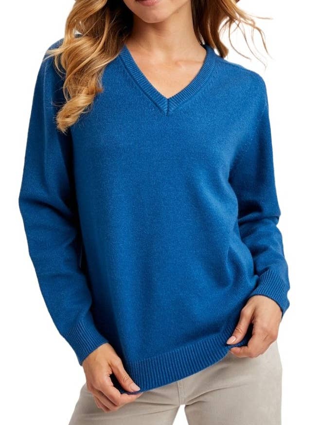 Wholegarment V-neck Knit Top Sweater for wholesale by Vanilla Monkey