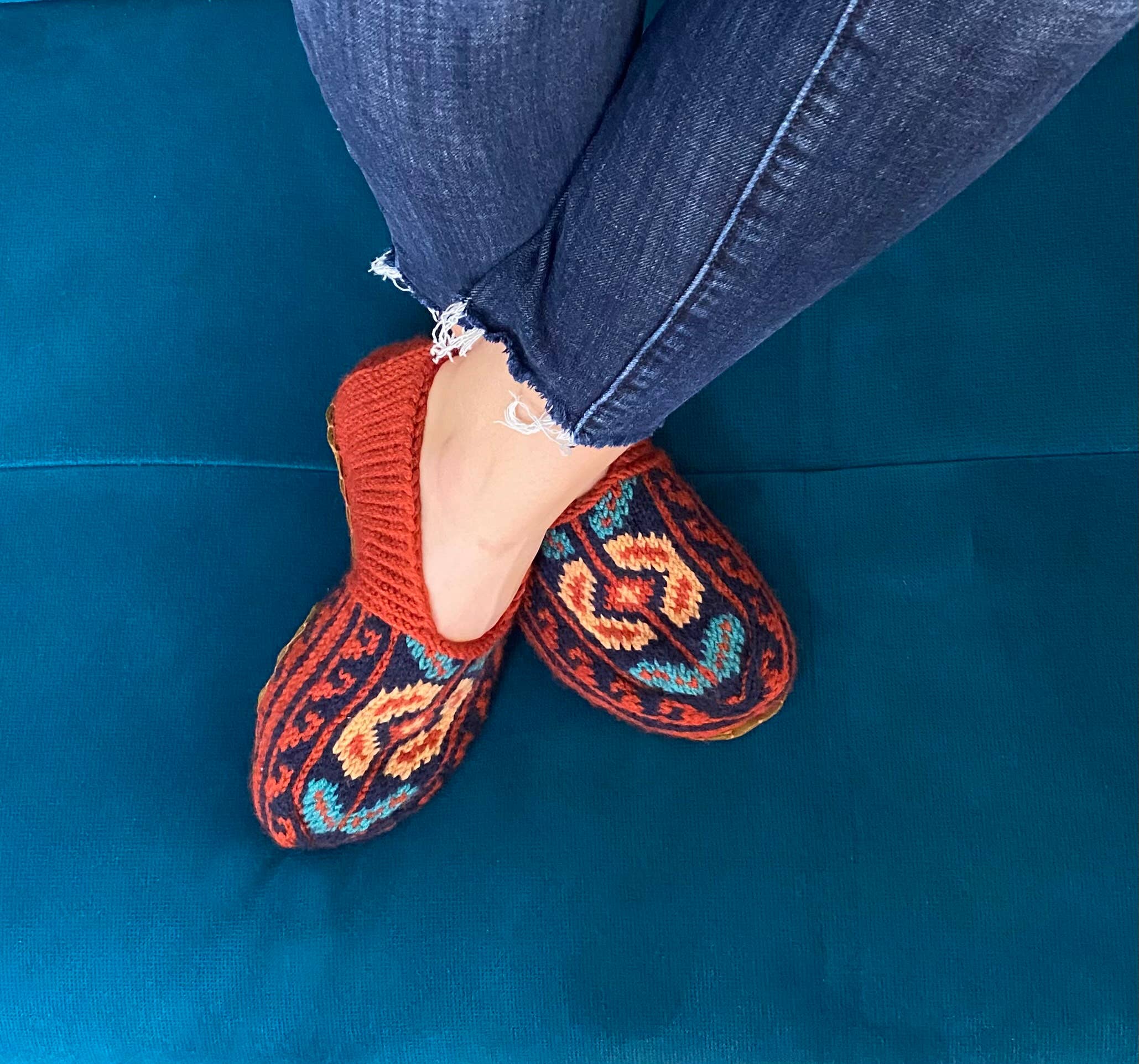 Azerbaijani Socks - Wholesale Sock Slippers - Women's - Adult Women's Slipper Socks : Burnt Orange Set of 6