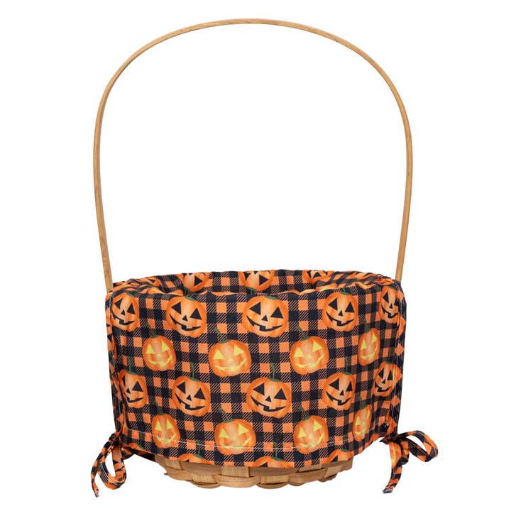 Handwoven Gift Basket with Fabric Liner for Halloween for wholesale by GirlyPirateCo
