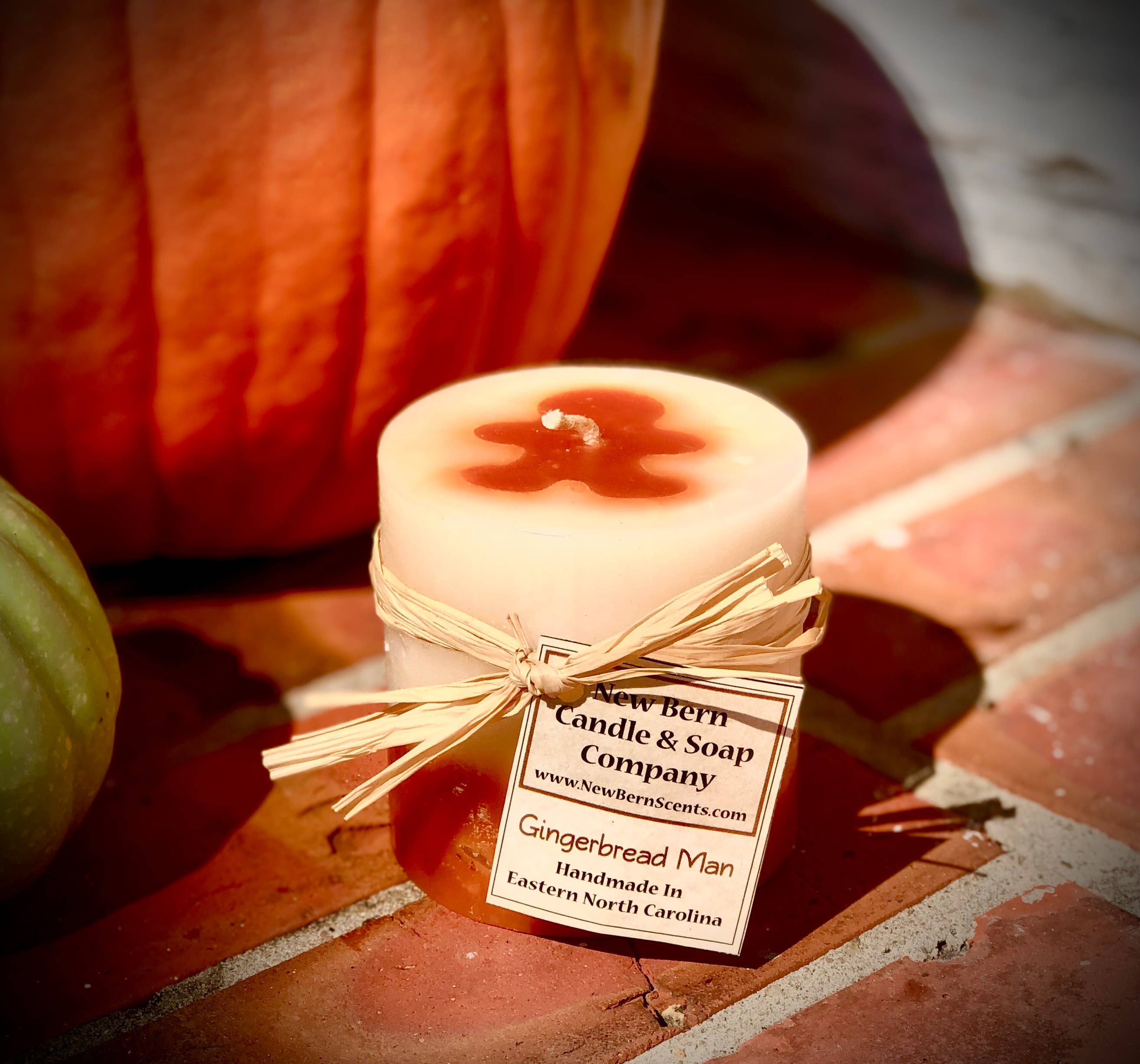 New Bern Candle and Soap - Wholesale Pillar Candle - 3x3 Candle Gingerbread Man Scent