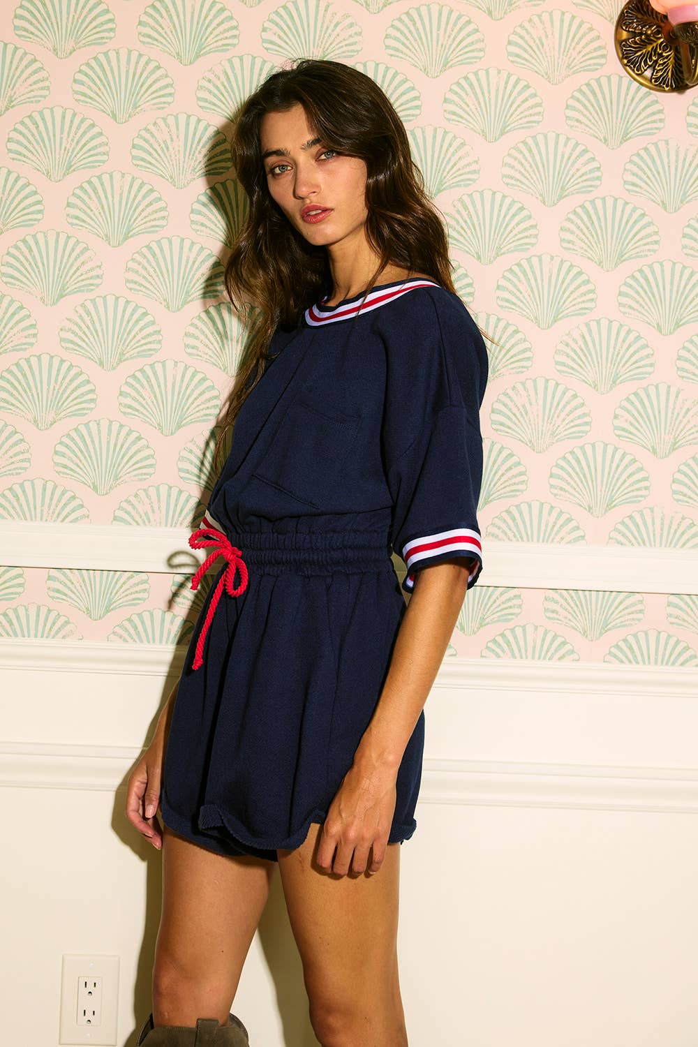 BUCKETLIST INC - Wholesale Romper - Women's - R5631 Ribbed Band Trim Details Terry Romper10