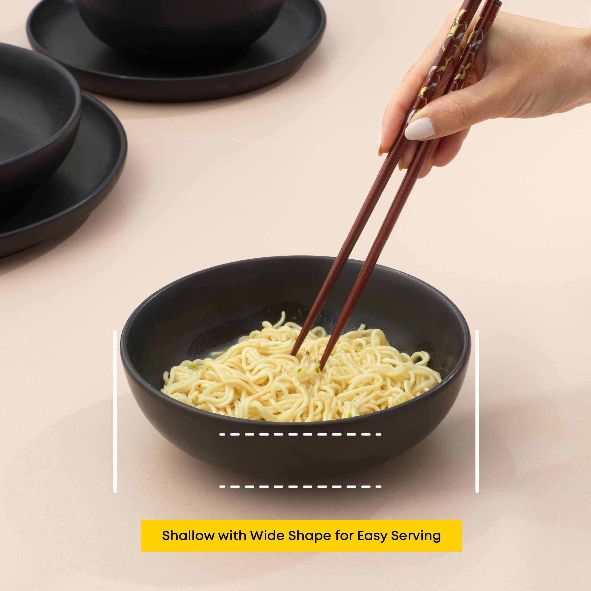 JoyJolt - Wholesale Bowl - JoyJolt Mesa 4-Piece Stoneware Pasta Bowls Set – 30oz5