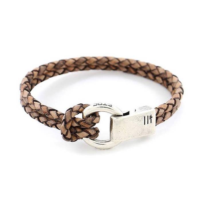 Men's Bracelet | Ribeira Silver - vintage leather rose grey for wholesale by Être - Bracelets & Accessories