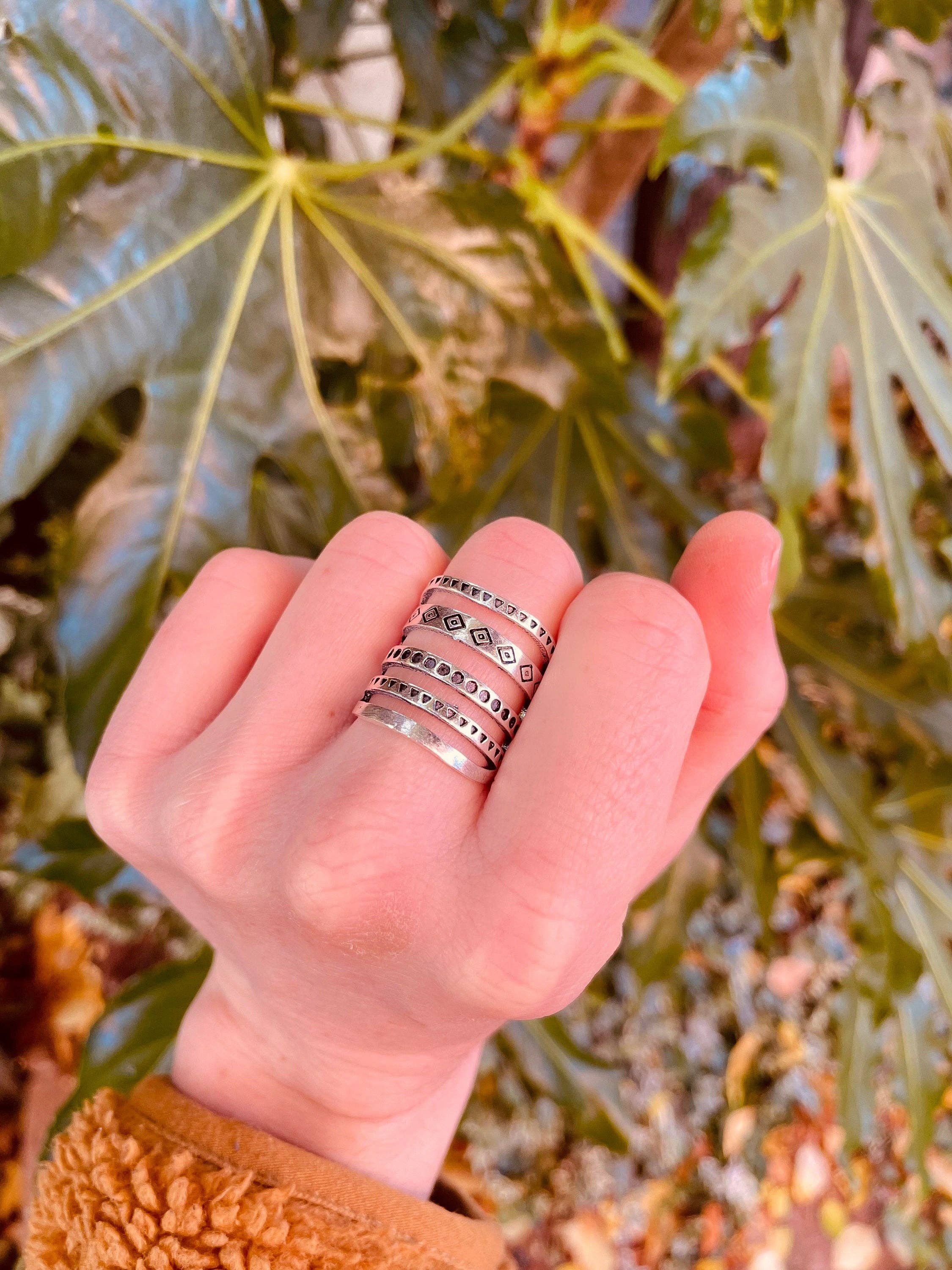 Kaali Boutique – wholesale Band/stacked ring – Aztec Brass Ring / Unisex / Mens / Large size / Geometric / Boho / Ethnic / Rustic / Festival / Bohemian / Hippie / Gypsy / Psy3