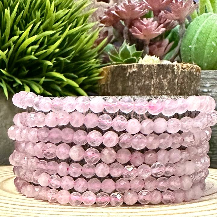 KayleeNYC - Wholesale Beaded Bracelet - Natural Rose Quartz 4mm Faceted 7.5”Crystal Bracelet1