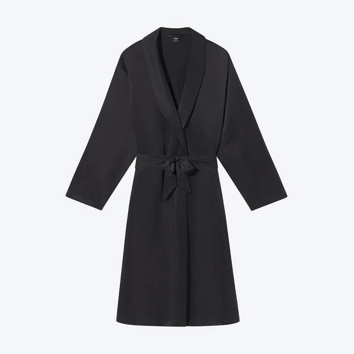 Immersed Black Men's Washable Silk Robe for wholesale on Faire