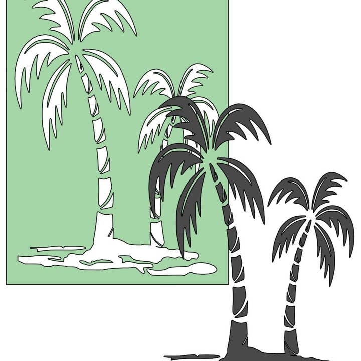 Stencil Island con palme da cocco per la vendita all'ingrosso da parte di Belle Stencils
