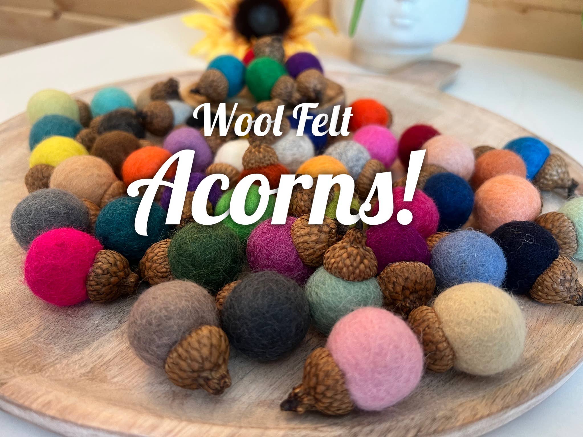 Leanne Bruce Co. - Wholesale Decorative Tabletop Object - Acorn Wool Felt Home Decor Real Caps Natural EO Diffuser3